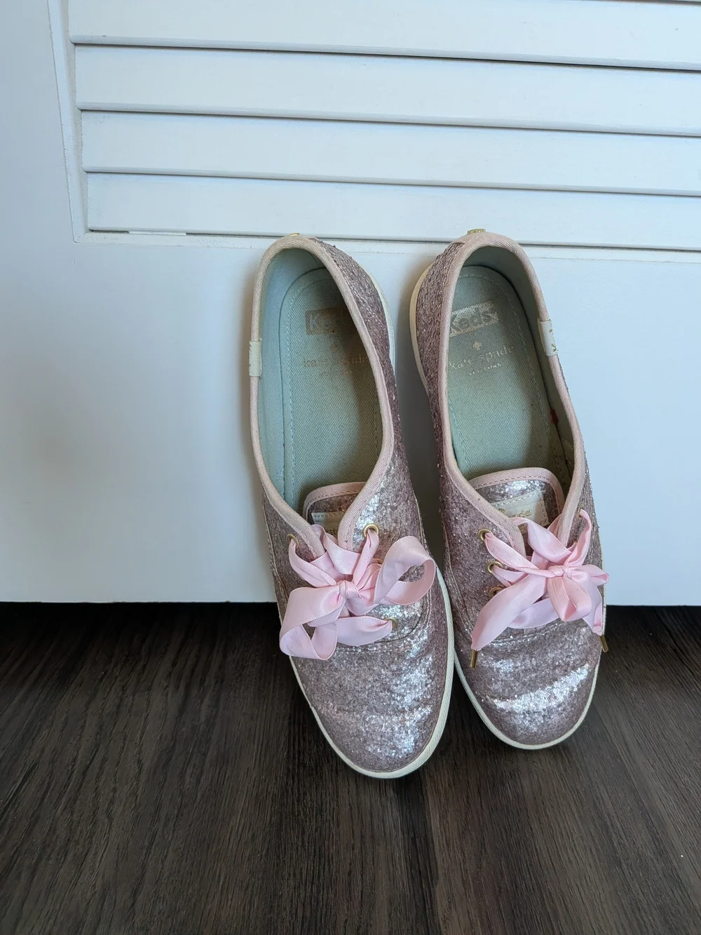 kate spade Pink Sequin Ribbon Lace Keds Sneakers